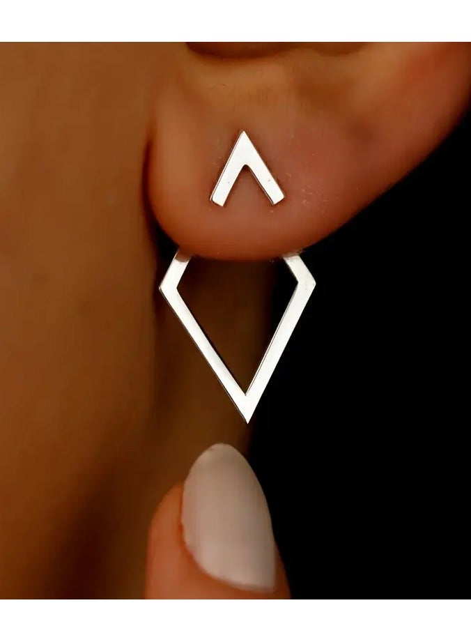 Goolsky Geometric Open Frame Design Stud Earrings – Vintage Luxury Style Daily & Vacation Wear, Copper Ear Needle, Nickel Free Plating, No Mosaic – Versatile Dual-Wear Ear Pendants, Hypoallergenic - Image 4