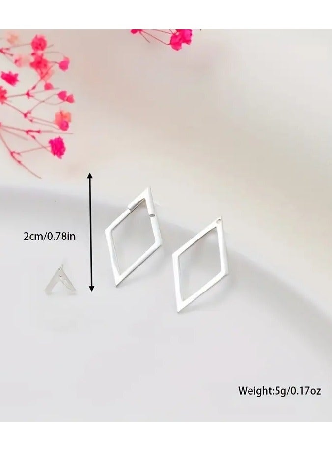 Goolsky Geometric Open Frame Design Stud Earrings – Vintage Luxury Style Daily & Vacation Wear, Copper Ear Needle, Nickel Free Plating, No Mosaic – Versatile Dual-Wear Ear Pendants, Hypoallergenic - Image 2