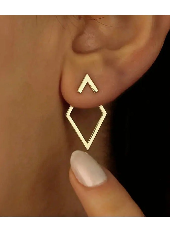 Goolsky Geometric Open Frame Design Stud Earrings – Vintage Luxury Style Daily & Vacation Wear, Copper Ear Needle, Nickel Free Plating, No Mosaic – Versatile Dual-Wear Ear Pendants, Hypoallergenic - Image 1