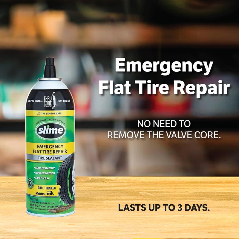 Slime 60186 Flat Tire Puncture Repair Sealant, Emergency Repair for Highway Vehicles, Suitable for Cars/Trailers, Non-Toxic, eco-Friendly, 140z, Green Daily wear upgraded resistant material - Image 1