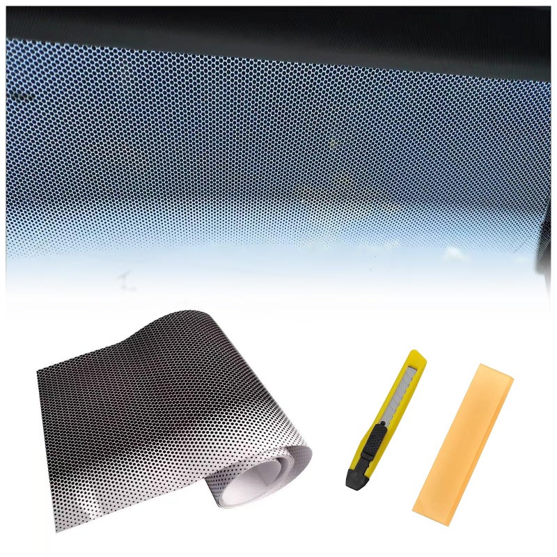 Qiyibei Car WindshieldRear Window Sunshade Film Static Cling Reusable Heat UV Blocking Gradient Black Design 787 x 6 Universal Tools Included 1 PCS - Image 3