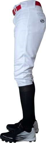 Rawlings mens PRO 150 Series Baseball Pants Knicker Fit Adult Sizes Solid Multiple Colors White Medium - Image 3