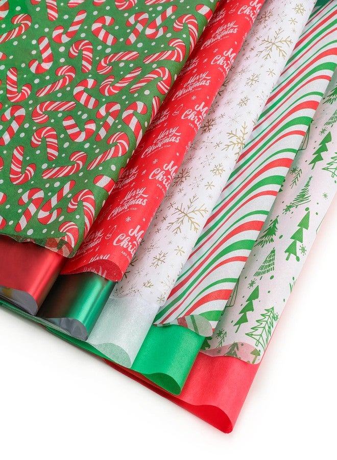 BLEWINDZ 100 Sheets Christmas Tissue Paper for Gift Wrapping Bags, 20'' x 20'' Christmas Sparkle Metallic Gift Wrapping Paper Bulk for Xmas Birthday Holiday Decor (10 Patterns) - Image 1