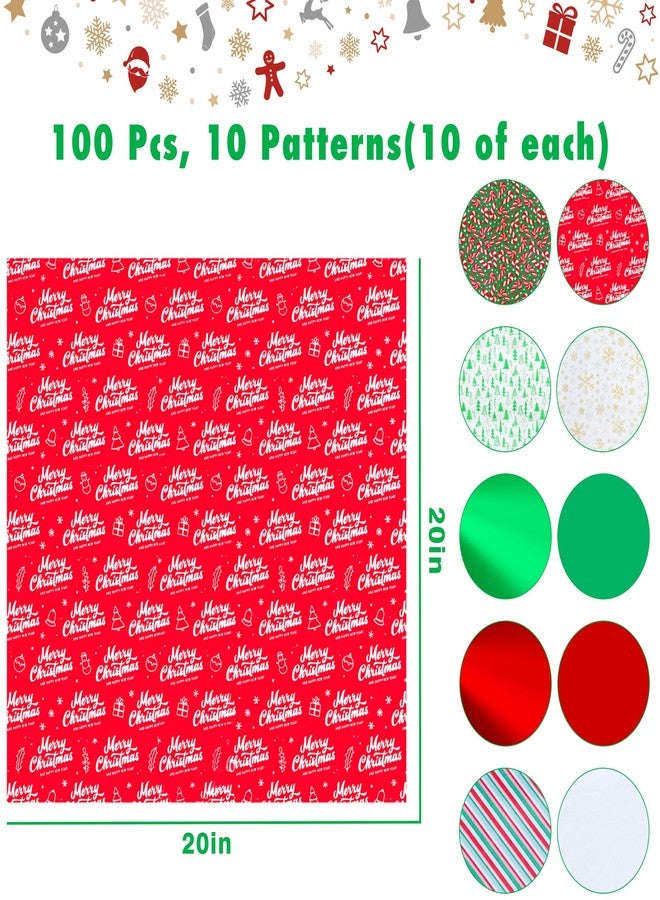 BLEWINDZ 100 Sheets Christmas Tissue Paper for Gift Wrapping Bags, 20'' x 20'' Christmas Sparkle Metallic Gift Wrapping Paper Bulk for Xmas Birthday Holiday Decor (10 Patterns) - Image 3