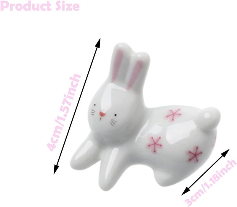 TMXAOK 6 Pieces Ceramic Chopsticks Rest Rabbit Shape Chopsticks Rack Stand Creative Animal Spoon Fork Knife Holder Adorable Tableware for Home Party Baby Shower Easter Table Decoration - Image 2