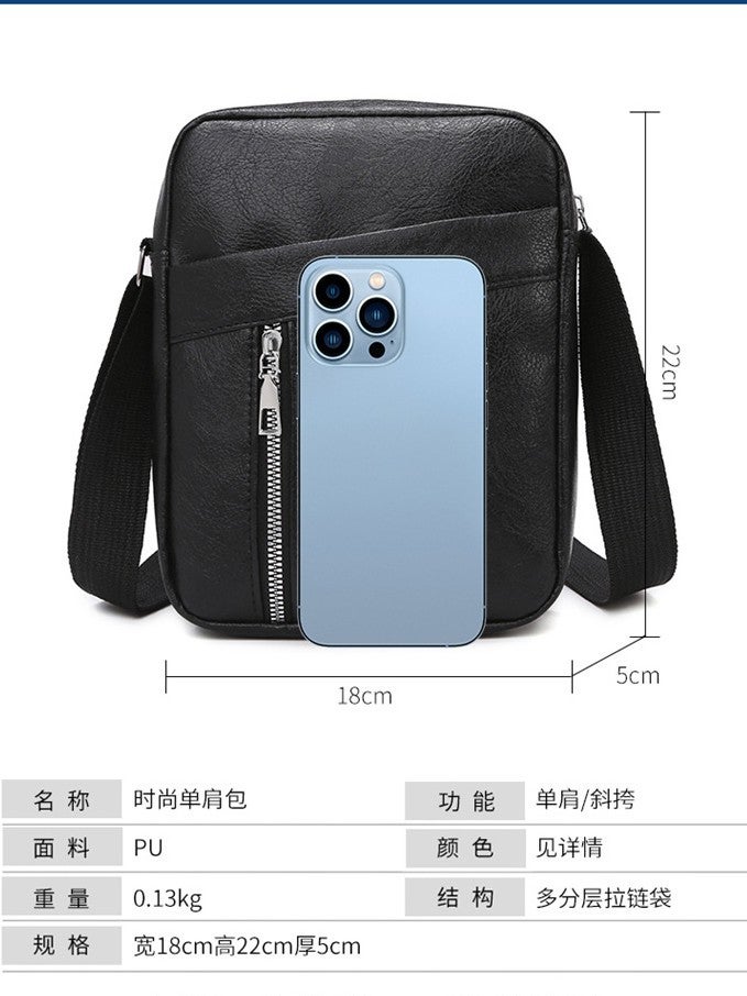 Commuter Men'S Shoulder Small Square Bag Large Capacity Multi-Layer Office Men'S Bag Business Travel Crosbody Bag - Image 3