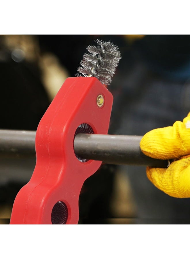 2-Pack 4-in-1 Copper Pipe Cleaner & Deburring Brush Tool for 1/2" and 3/4" Pipes, Red and Black - Image 5