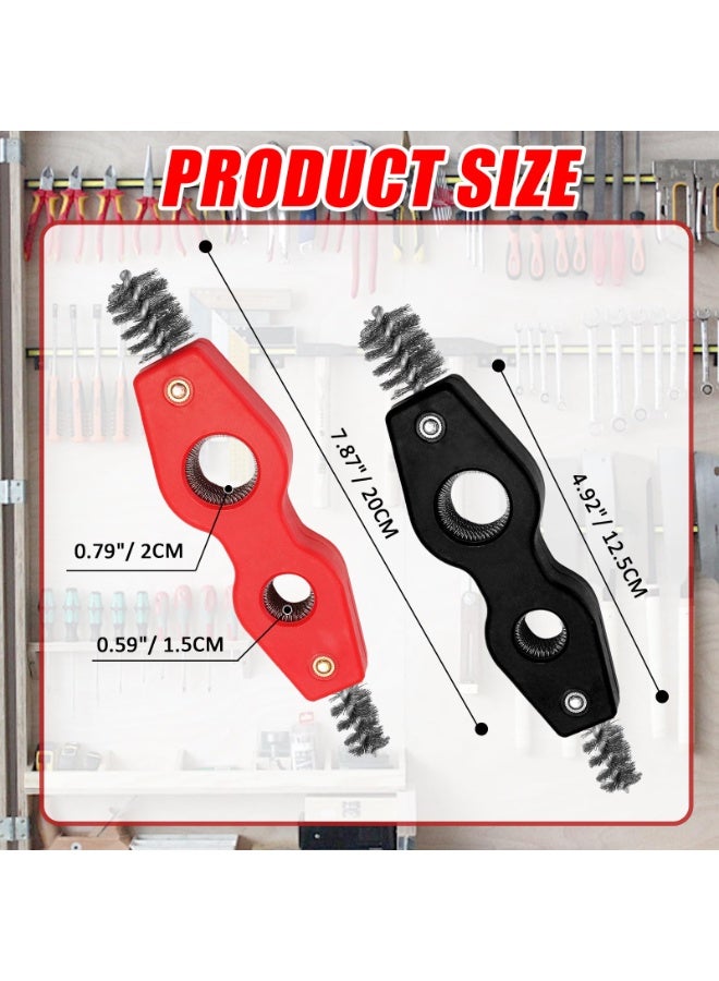 2-Pack 4-in-1 Copper Pipe Cleaner & Deburring Brush Tool for 1/2" and 3/4" Pipes, Red and Black - Image 4