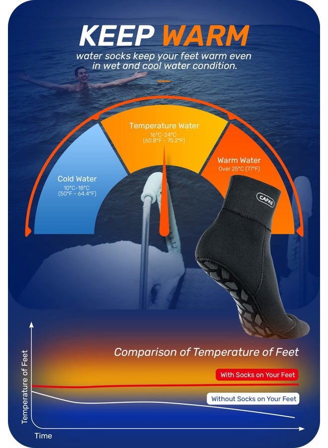 Capas 2mm Neoprene Socks, Beach Volleyball Sand Proof Socks, Wetsuit Diving Socks Keep Warm for Men Women, 2mm-black, S - Image 5