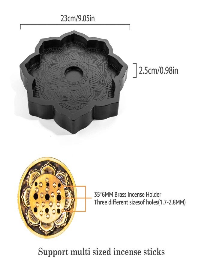 Mooncraftlogy Lotus Crystal Tray, Wooden Incense Burner for Stick/Cone, Gemstone Display Holder, Organizer for Rocks, Essential Oil, and Jewelry - Image 4