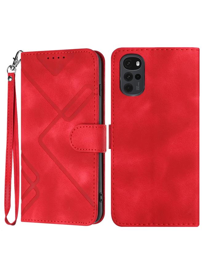 S-TOP Case For Motorola Moto G22 Line Pattern Skin Feel Leather Phone Case - Image 1
