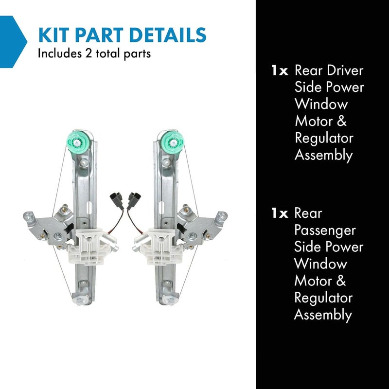TRQ Rear Power Power Window Regulator & Motor Assembly Set Compatible with 2005-2008 Chevrolet Malibu - Image 2