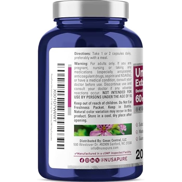 NusaPure Umckaloabo Capsules, 60 mg, 200 Veg Capsules (Non-GMO, Vegan) - Image 3