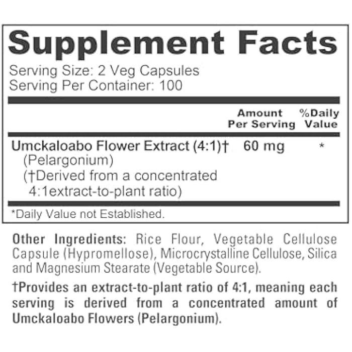 NusaPure Umckaloabo Capsules, 60 mg, 200 Veg Capsules (Non-GMO, Vegan) - Image 4