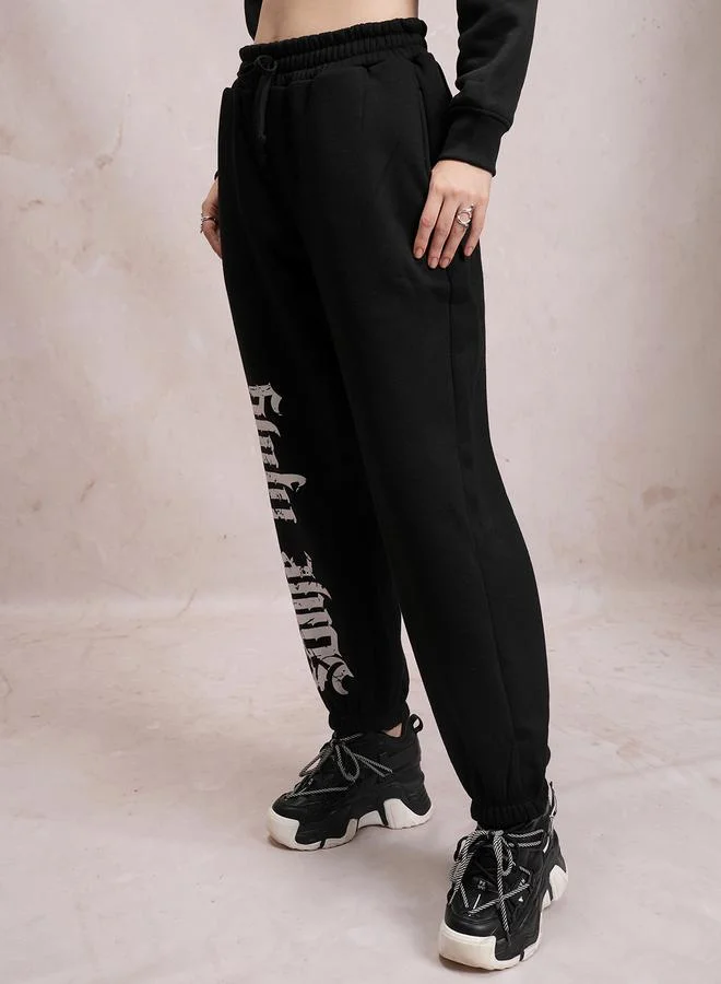 Tokyo Talkies Typography Print Joggers with Drawstring Waistband by Styli