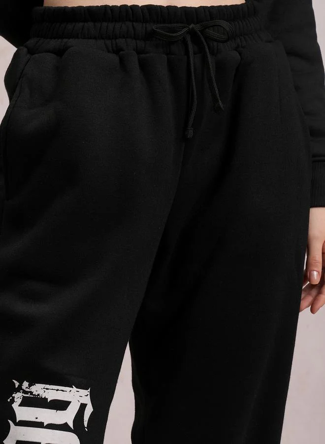 Tokyo Talkies Typography Print Joggers with Drawstring Waistband by Styli