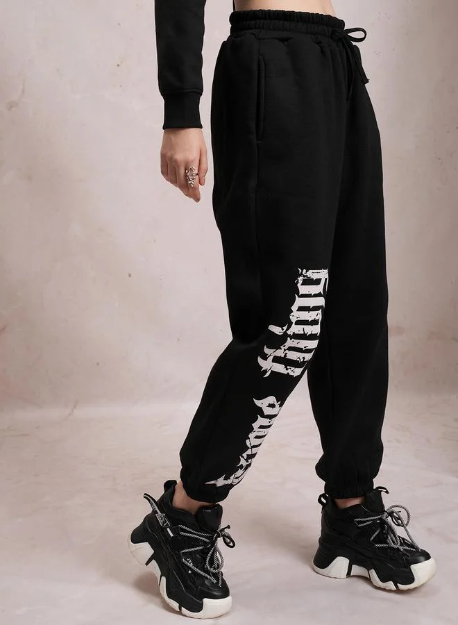 Tokyo Talkies Typography Print Joggers with Drawstring Waistband by Styli