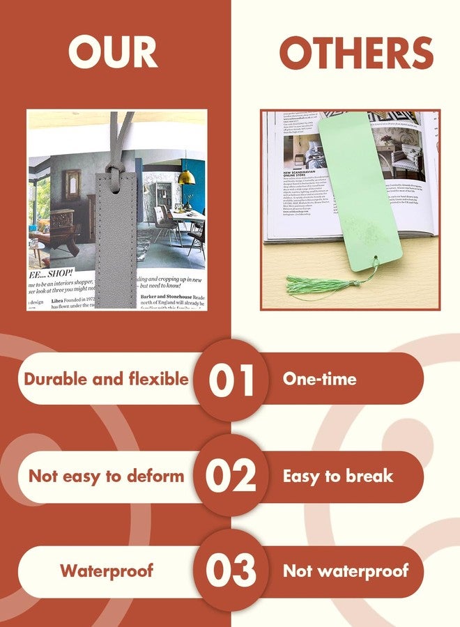 SOCNITC Leather Bookmark, 6 Pcs Classic Style Leather Bookmark, Handmade Stitched Book Mark with Rope, Book Accessories for Reader, and Book Lovers Office Home Supplies - Image 2