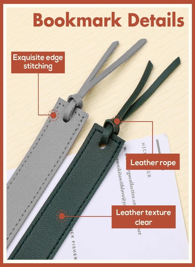 SOCNITC Leather Bookmark, 6 Pcs Classic Style Leather Bookmark, Handmade Stitched Book Mark with Rope, Book Accessories for Reader, and Book Lovers Office Home Supplies - Image 4