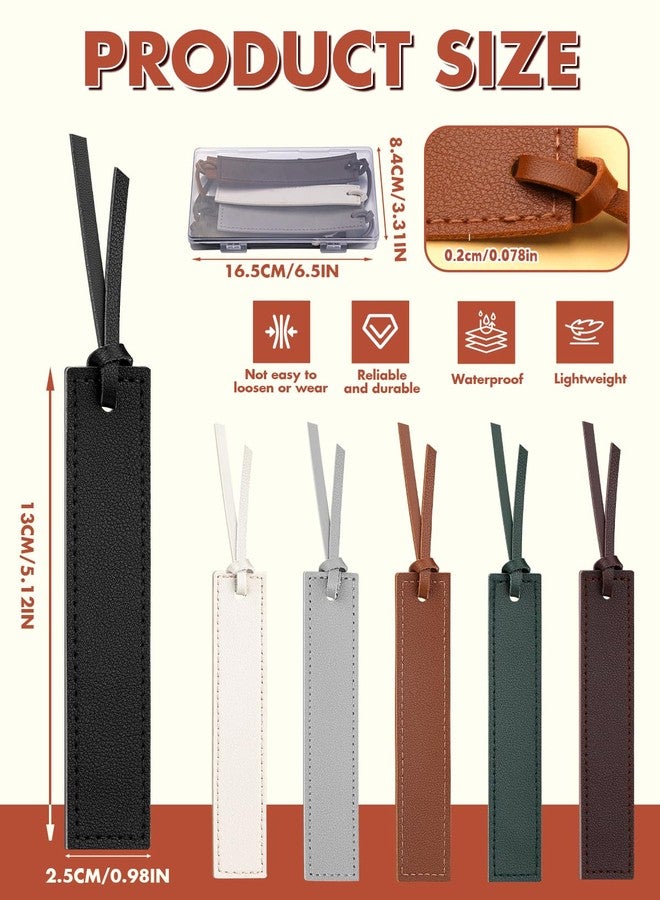 SOCNITC Leather Bookmark, 6 Pcs Classic Style Leather Bookmark, Handmade Stitched Book Mark with Rope, Book Accessories for Reader, and Book Lovers Office Home Supplies - Image 3