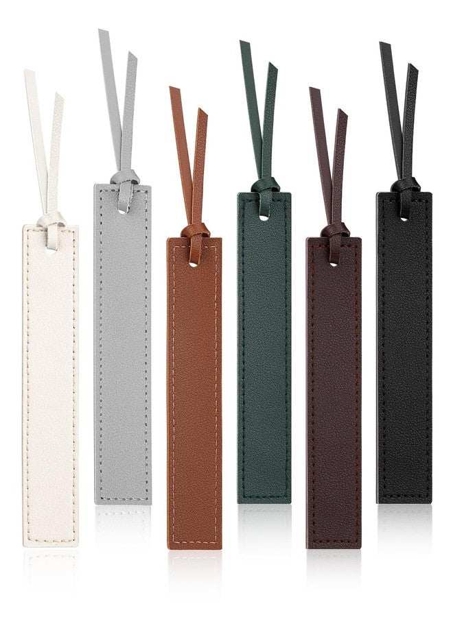 SOCNITC Leather Bookmark, 6 Pcs Classic Style Leather Bookmark, Handmade Stitched Book Mark with Rope, Book Accessories for Reader, and Book Lovers Office Home Supplies - Image 1