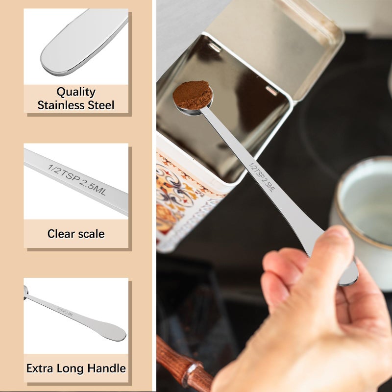 BERYLER 1PCS 1/2 Teaspoon(1/2tsp, 1/6tbsp, 2.5 ml) Single Measuring Spoon, Extra-long Handle Individual Measure Scoop, Stainless Steel Spoons Only - Image 3