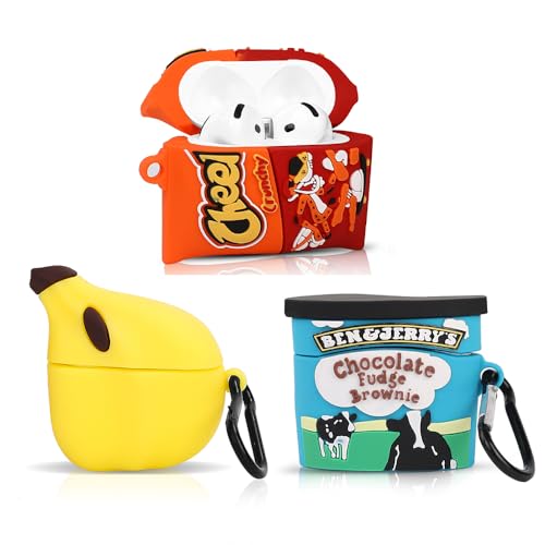 Suublg (3Pack) Suublg Case for AirPods 4 Wireless Earbuds (2024) with Carabiner, Silicone Charging Protective Cover with Cartoon Skin Design for AirPods 4th Generation Headphones (CHEE+Ben+BANA) - Image 1