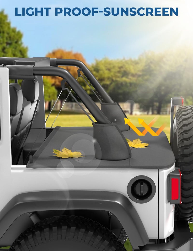 JOYTUTUS Tonneau Cover Compatible with Wrangler JKU 4 Doors, JK Cargo Trunk Cover Tailgate Cover JK Accessories for 2007-2018 Wrangler JK Unlimited - Image 2
