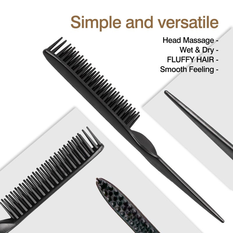 Zoolinn 3-Row Rat Tail Styling Comb Set (4PCS) â€“ Flexible Comb for Detangling, Defining Curls, and Sectioning Hair - Image 5