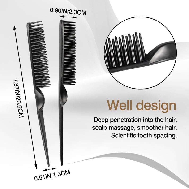 Zoolinn 3-Row Rat Tail Styling Comb Set (4PCS) â€“ Flexible Comb for Detangling, Defining Curls, and Sectioning Hair - Image 4