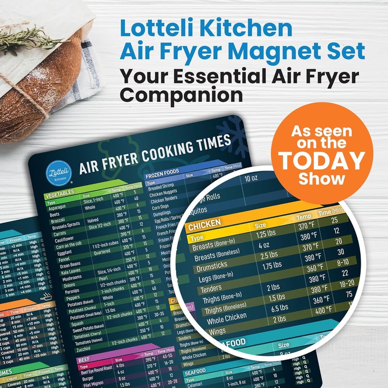LOTTELI KITCHEN Repeated detach compatible build Air Fryer Magnetic Cheat Sheet Set, Air Fryer Accessories Cookbook Pressure Cooker Magnet Sheet Quick Reference Guide for Cooking and Frying (Black Bundle) User tested optimized build - Image 2