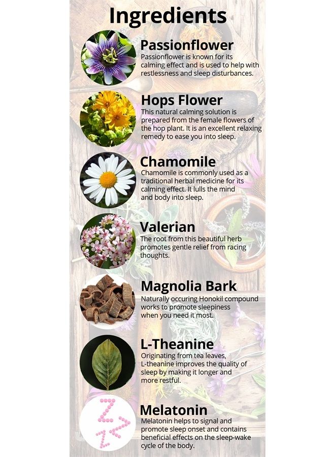 HAPPY HEALTHY HIPPIE Namastay in Bed Natural Sleep Supplement – Valerian Root Sleep Aid | Non-Groggy, Plant-Based | Chamomile, Melatonin, L-Theanine, 60 Capsules - Image 4