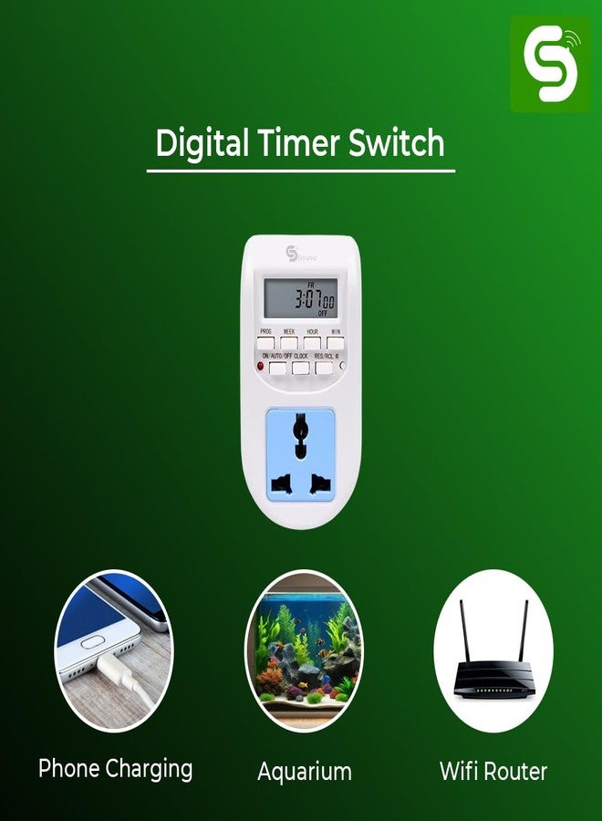 ESYSENSE Digital Timer Socket Plug | Programmable 24x7 Electronic Timer Switch with 16 Presets | 10A 500W | Energy Saving Timer for Lights & Home Appliances ESY-TC33 ESYSENSE - Image 3
