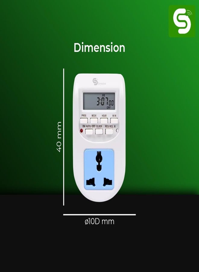 ESYSENSE Digital Timer Socket Plug | Programmable 24x7 Electronic Timer Switch with 16 Presets | 10A 500W | Energy Saving Timer for Lights & Home Appliances ESY-TC33 ESYSENSE - Image 2