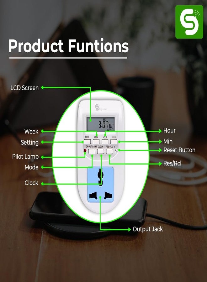 ESYSENSE Digital Timer Socket Plug | Programmable 24x7 Electronic Timer Switch with 16 Presets | 10A 500W | Energy Saving Timer for Lights & Home Appliances ESY-TC33 ESYSENSE - Image 5
