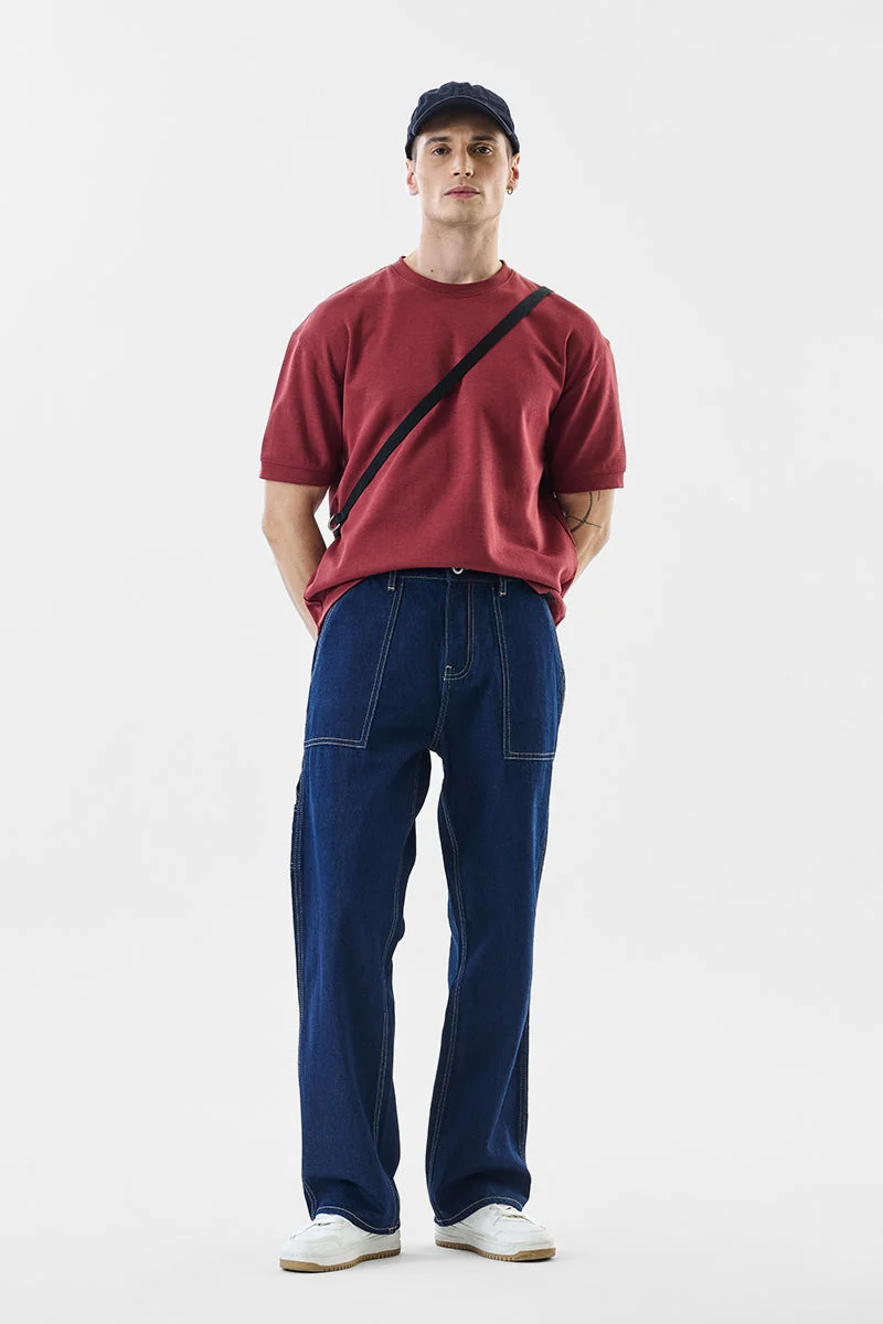 سنيتش Indigo Solid Straight Fit Casual Jeans