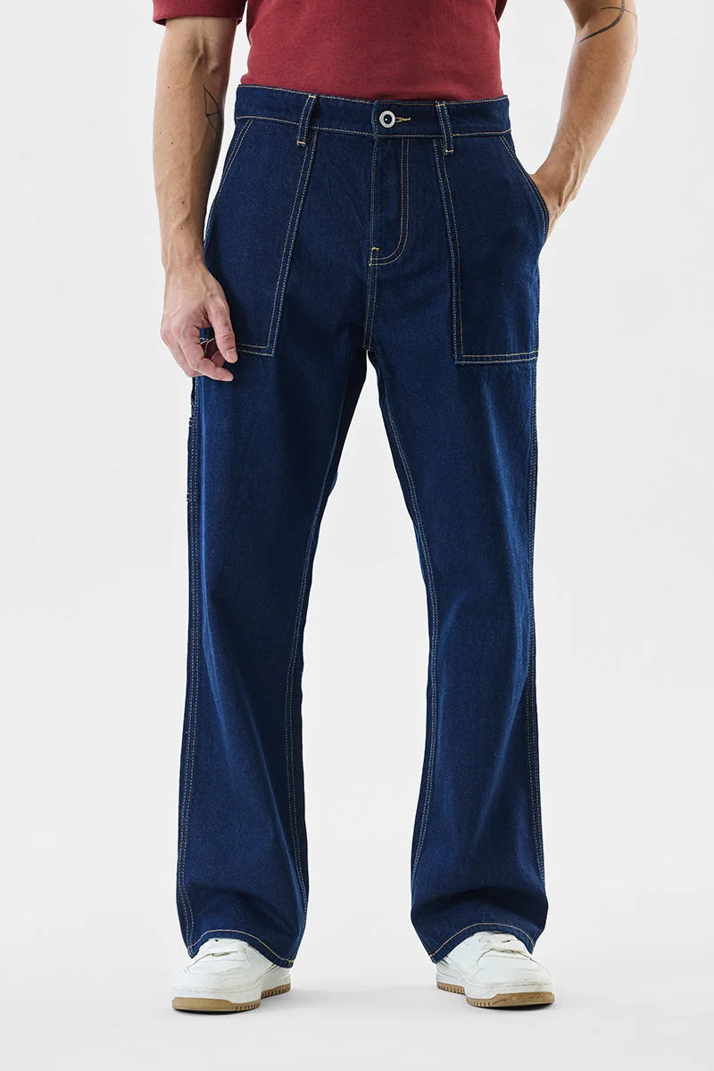 SNITCH Indigo Indigo Solid Straight Fit Casual Jeans for Men | Best Price UAE