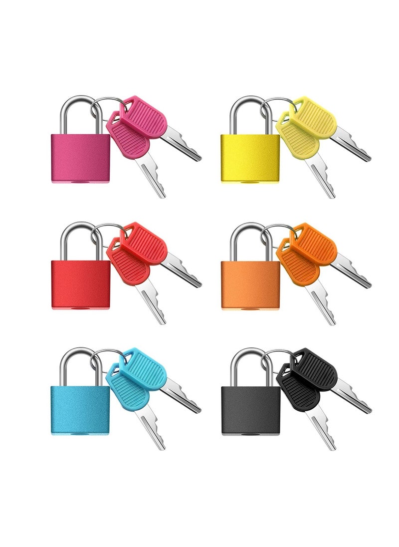 Suitcase Locks with Keys, Colored Plastic Casing Padlock Small Luggage Metal Mini Used for Student Bag Journal gy Bank, for School Gym Classroom Matching Game Travel (Fresh Color, 6 Pieces) - Image 1