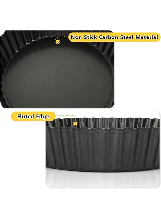2 Pcs 9 Inch Carbon Steel Pie Pan Nonstick Deep Dish Removable Bottom Baking Tin - Image 4