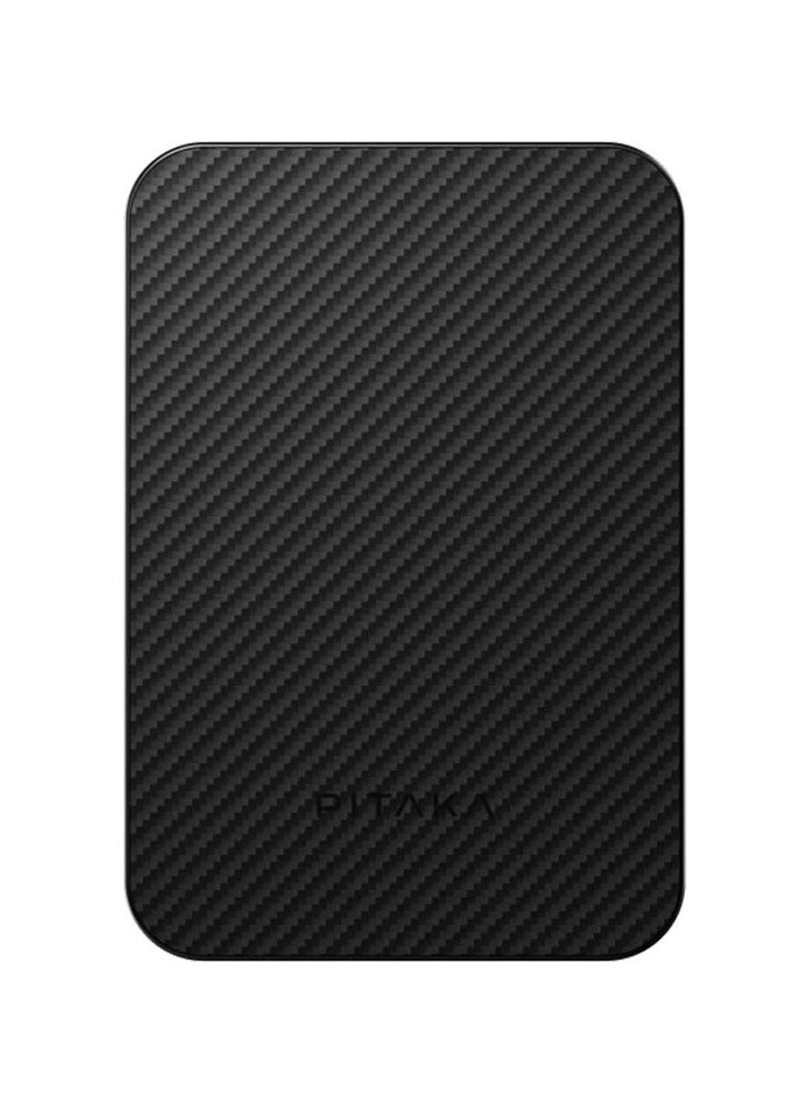 PITAKA Pitaka Aramid Fiber Magnetic Power Bank – Qi2 Certified, 15W Wireless Fast Charging, 5000mAh, Compact, Lightweight & Strong Magnetic Attachment for Phone - Black Grey  - Image 1