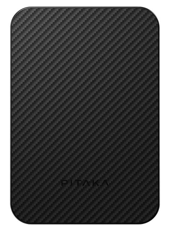 Pitaka Aramid Fiber Magnetic Power Bank – Qi2 Certified, 15W Wireless Fast Charging, 5000mAh, Compact, Lightweight & Strong Magnetic Attachment for Phone - Black Grey