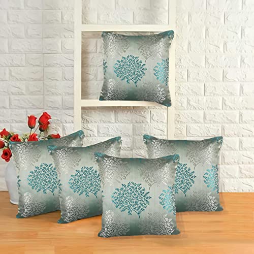 IM FAB® Jacquard Jupiter Tree Blue Cushion Cover Set of 5 Pcs(12x12 inchs or 30x30 cm) - Image 1