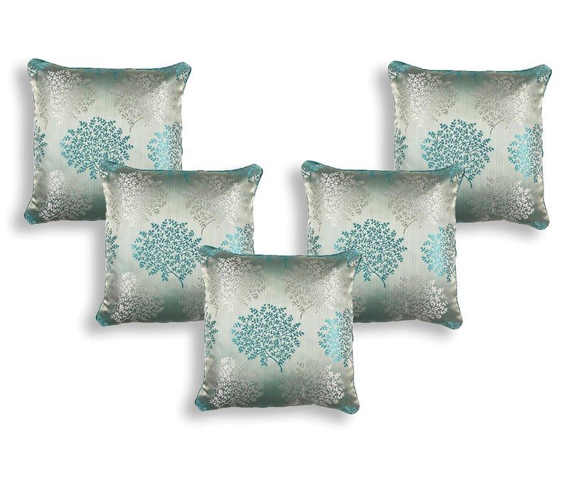 IM FAB® Jacquard Jupiter Tree Blue Cushion Cover Set of 5 Pcs(12x12 inchs or 30x30 cm) - Image 5
