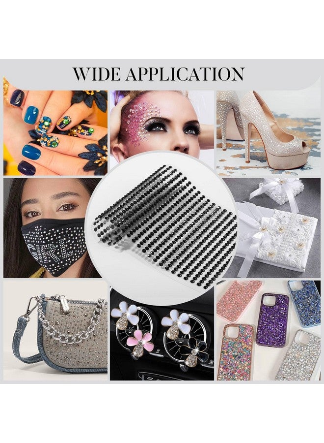 EORTA 3000 Pcs/4 Sheets 3 Mm Self Adhesive Rhinestone Stickers Glitter Crystal Artificial Gem Stickers Sheets Bling Craft Jewels Chram For Phone/Car Decor Nail Makeup Carnival Embellishment Black - Image 4