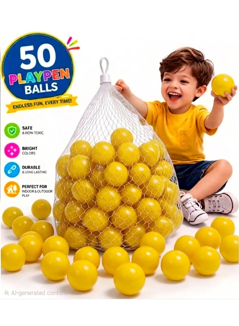 50 PCS Ocean Ball Pit Balls for Kids – Soft & Crush Resistant Plastic Playpen Balls – Non-Toxic Baby Ball Pool Balls for Indoor & Outdoor Play