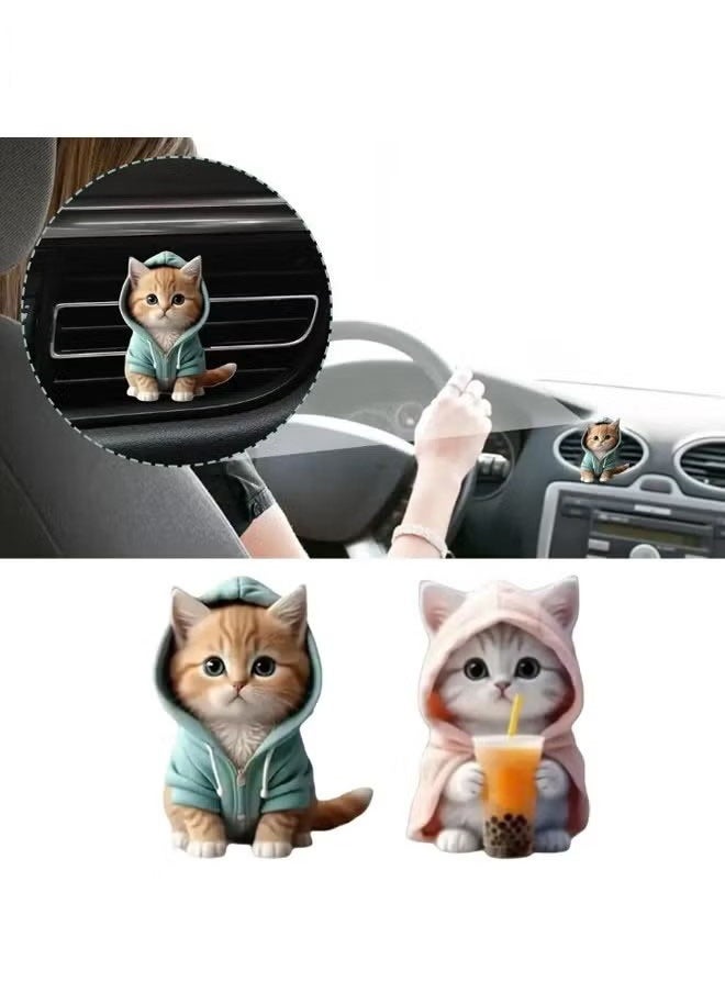 Generic - Set of 4 Cute Cat Car Air Vent Decoration Clamped Scent Holders - Freshen the Air with Pressed Scents - Car Interior Accessories for Driving Fun - Image 1