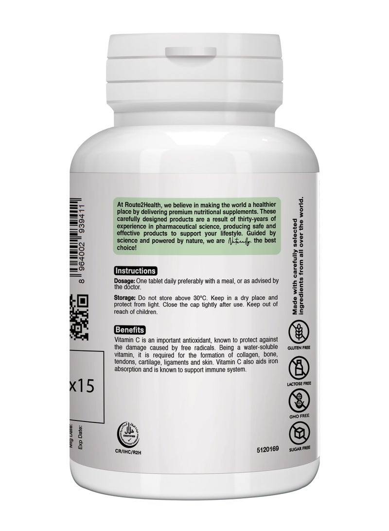 Route2Health Route 2 Health Vitamin C 1000 mg - 30 Tablets – Immune Support Supplement, Antioxidant Boost, Supports Collagen Production & Overall Wellness – Non-GMO, Vegan-Friendly, Gluten-Free - Image 2