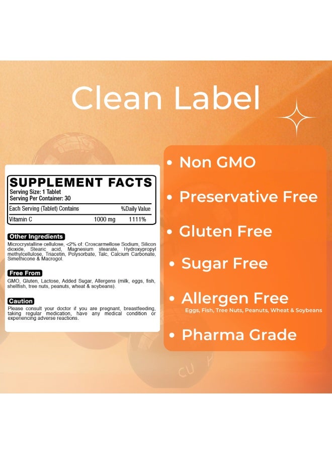 Route2Health Vitamin C 1000 mg - 30 Tablets – Immune Support Supplement, Antioxidant Boost, Supports Collagen Production & Overall Wellness – Non-GMO, Vegan-Friendly, Gluten-Free - Image 5