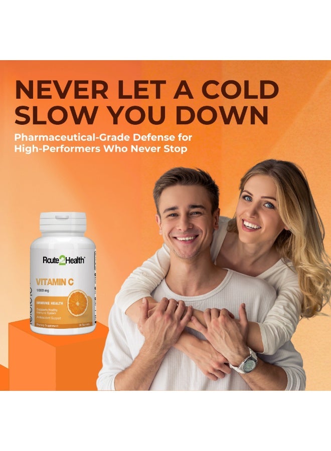 Route2Health Vitamin C 1000 mg - 30 Tablets – Immune Support Supplement, Antioxidant Boost, Supports Collagen Production & Overall Wellness – Non-GMO, Vegan-Friendly, Gluten-Free - Image 3