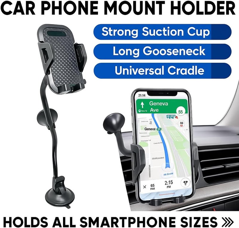 plastific Waterproof Mobile Phone Holder for Cars - Universal 360° Rotation Long Arm Phone Mount - Image 5